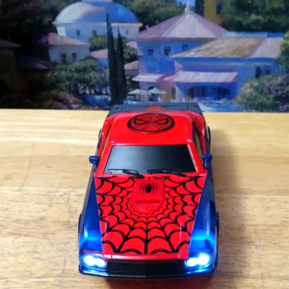MARVEL SPIDERMAN💡Light & Sound 9" RARE VINTAGE Muscle Car,NICE 🎁 GIFT. - Picture 1 of 15